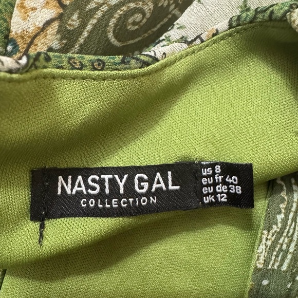 Green Paisley Patchwork Maxi Dress – Long Sleeve, Twist Front - Picture 5 of 8